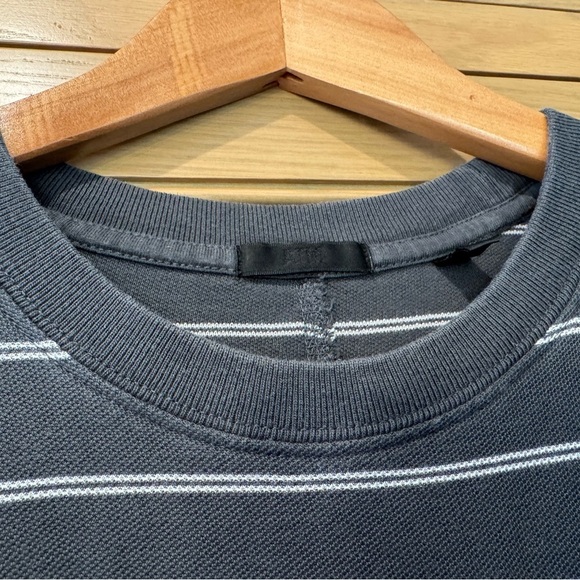 ATM Gray with White Striped Long Sleeve Casual Dress Pima Cotton Relaxed / small - Picture 5 of 14